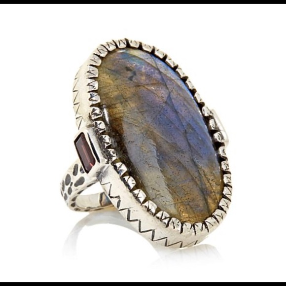 Carol Brodie Labradorite & Garnet SS Ring - Picture 7 of 8